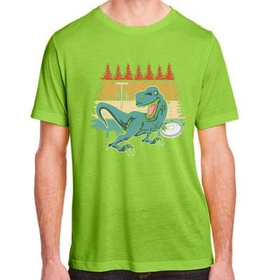 Funny Dinosaur Disc Golf Funny Retro Disc Golf Sports Adult ChromaSoft Performance T-Shirt