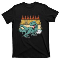 Funny Dinosaur Disc Golf Funny Retro Disc Golf Sports T-Shirt