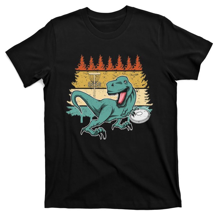 Funny Dinosaur Disc Golf Funny Retro Disc Golf Sports T-Shirt