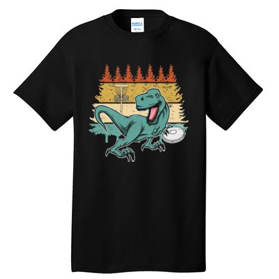 Funny Dinosaur Disc Golf Funny Retro Disc Golf Sports Tall T-Shirt