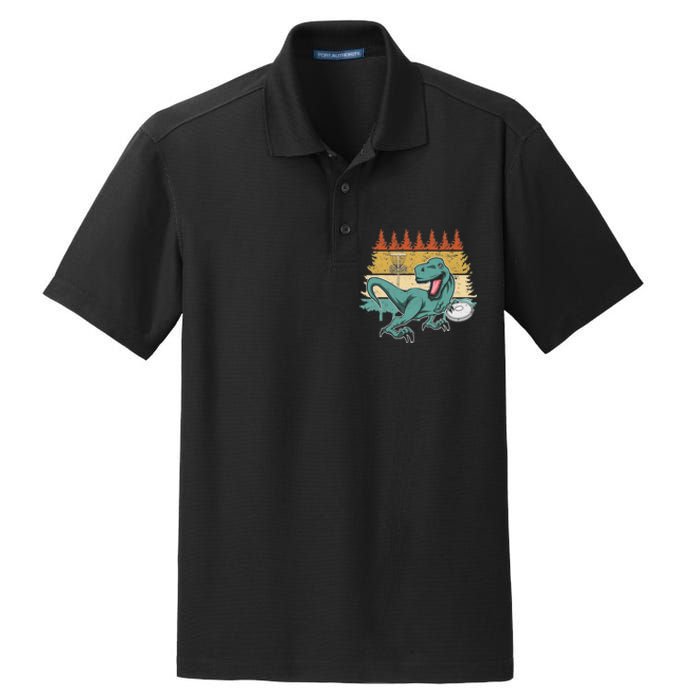 Funny Dinosaur Disc Golf Funny Retro Disc Golf Sports Dry Zone Grid Polo