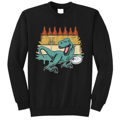 Funny Dinosaur Disc Golf Funny Retro Disc Golf Sports Tall Sweatshirt