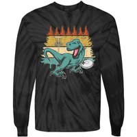 Funny Dinosaur Disc Golf Funny Retro Disc Golf Sports Tie-Dye Long Sleeve Shirt