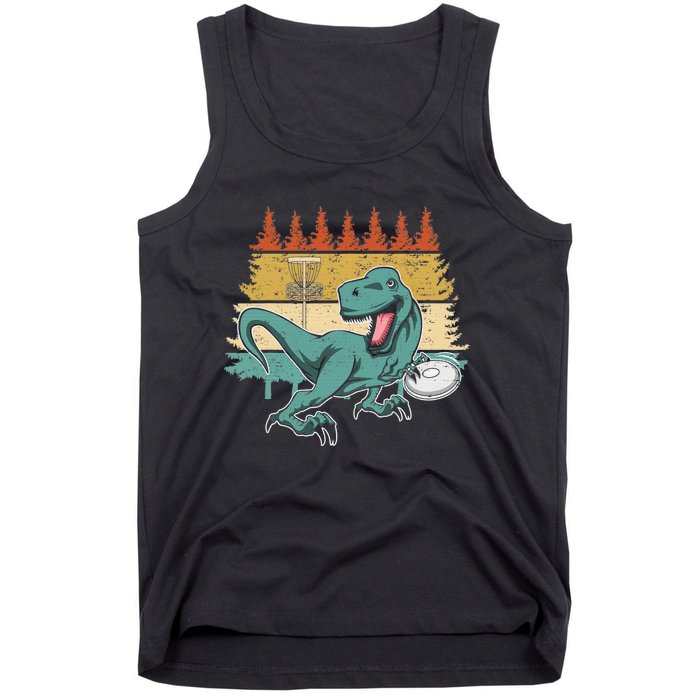 Funny Dinosaur Disc Golf Funny Retro Disc Golf Sports Tank Top