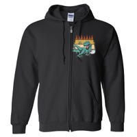 Funny Dinosaur Disc Golf Funny Retro Disc Golf Sports Full Zip Hoodie