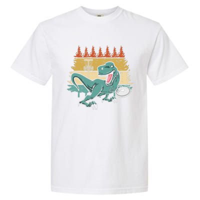 Funny Dinosaur Disc Golf Funny Retro Disc Golf Sports Garment-Dyed Heavyweight T-Shirt