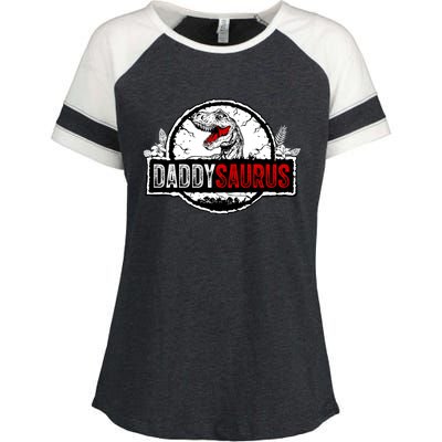 Fathers Day Daddysaurus Great Funny Gift Idea For Dad Gift Enza Ladies Jersey Colorblock Tee