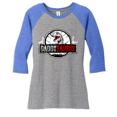 Fathers Day Daddysaurus Great Funny Gift Idea For Dad Gift Women's Tri-Blend 3/4-Sleeve Raglan Shirt