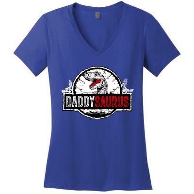 Fathers Day Daddysaurus Great Funny Gift Idea For Dad Gift Women's V-Neck T-Shirt