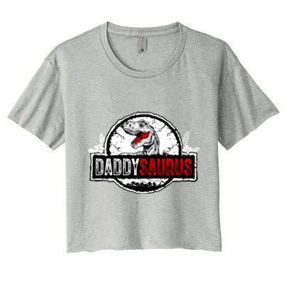 Fathers Day Daddysaurus Great Funny Gift Idea For Dad Gift Women's Crop Top Tee