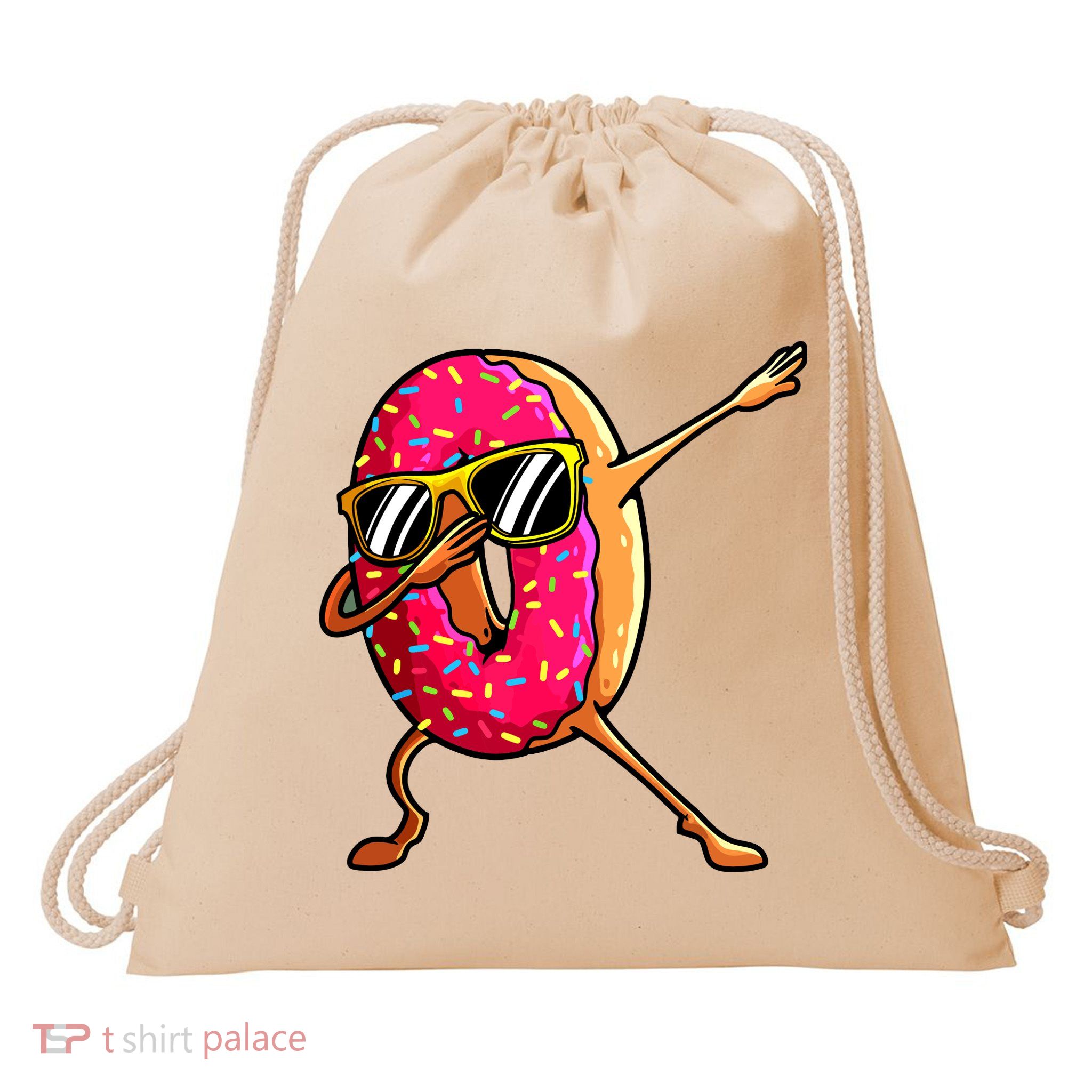 Funny Donut Designs For Boy Girl Hiphop Dabbing Donut Drawstring Bag