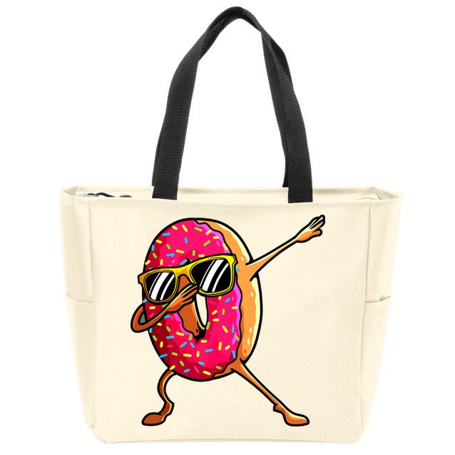 Funny Donut Designs For Boy Girl Hiphop Dabbing Donut Zip Tote Bag