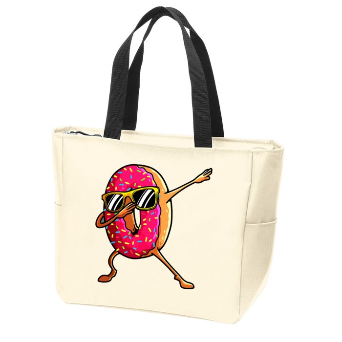 Funny Donut Designs For Boy Girl Hiphop Dabbing Donut Zip Tote Bag