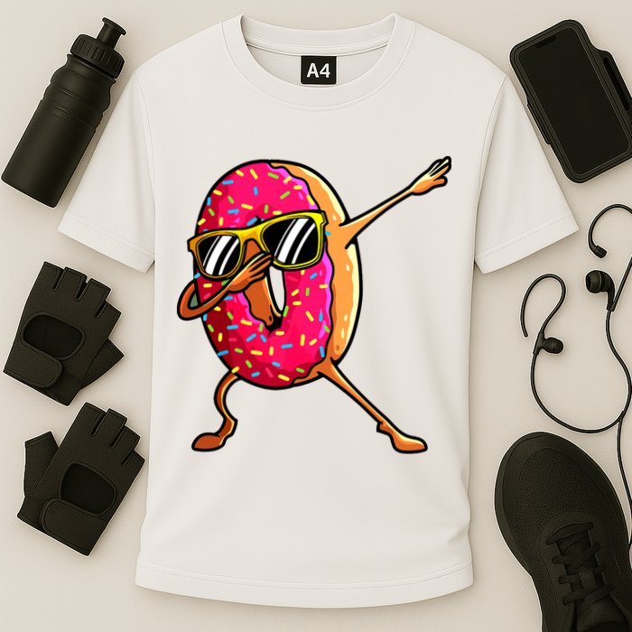 Funny Donut Designs For Boy Girl Hiphop Dabbing Donut Cooling Performance Crew T-Shirt
