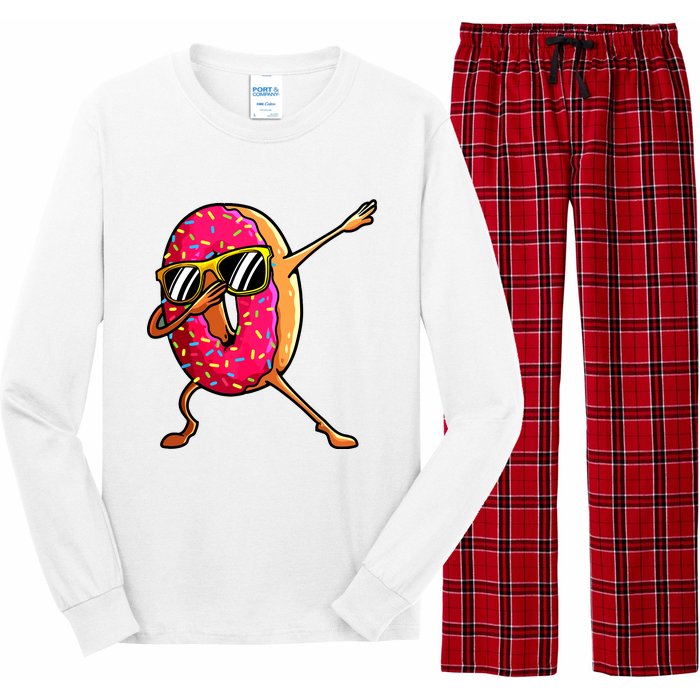 Funny Donut Designs For Boy Girl Hiphop Dabbing Donut Long Sleeve Pajama Set