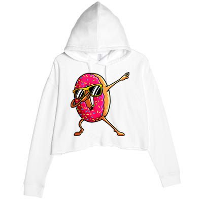 Funny Donut Designs For Boy Girl Hiphop Dabbing Donut Crop Fleece Hoodie