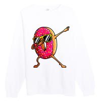 Funny Donut Designs For Boy Girl Hiphop Dabbing Donut Premium Crewneck Sweatshirt