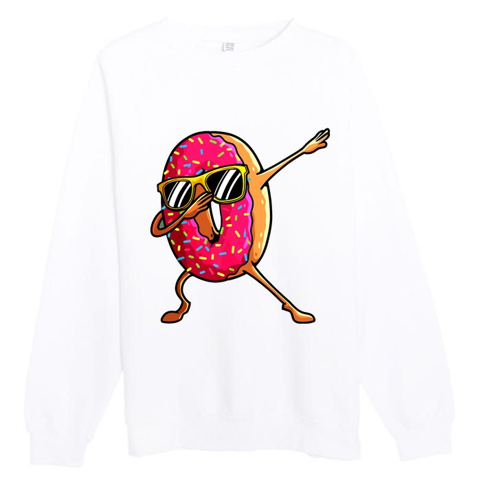 Funny Donut Designs For Boy Girl Hiphop Dabbing Donut Premium Crewneck Sweatshirt