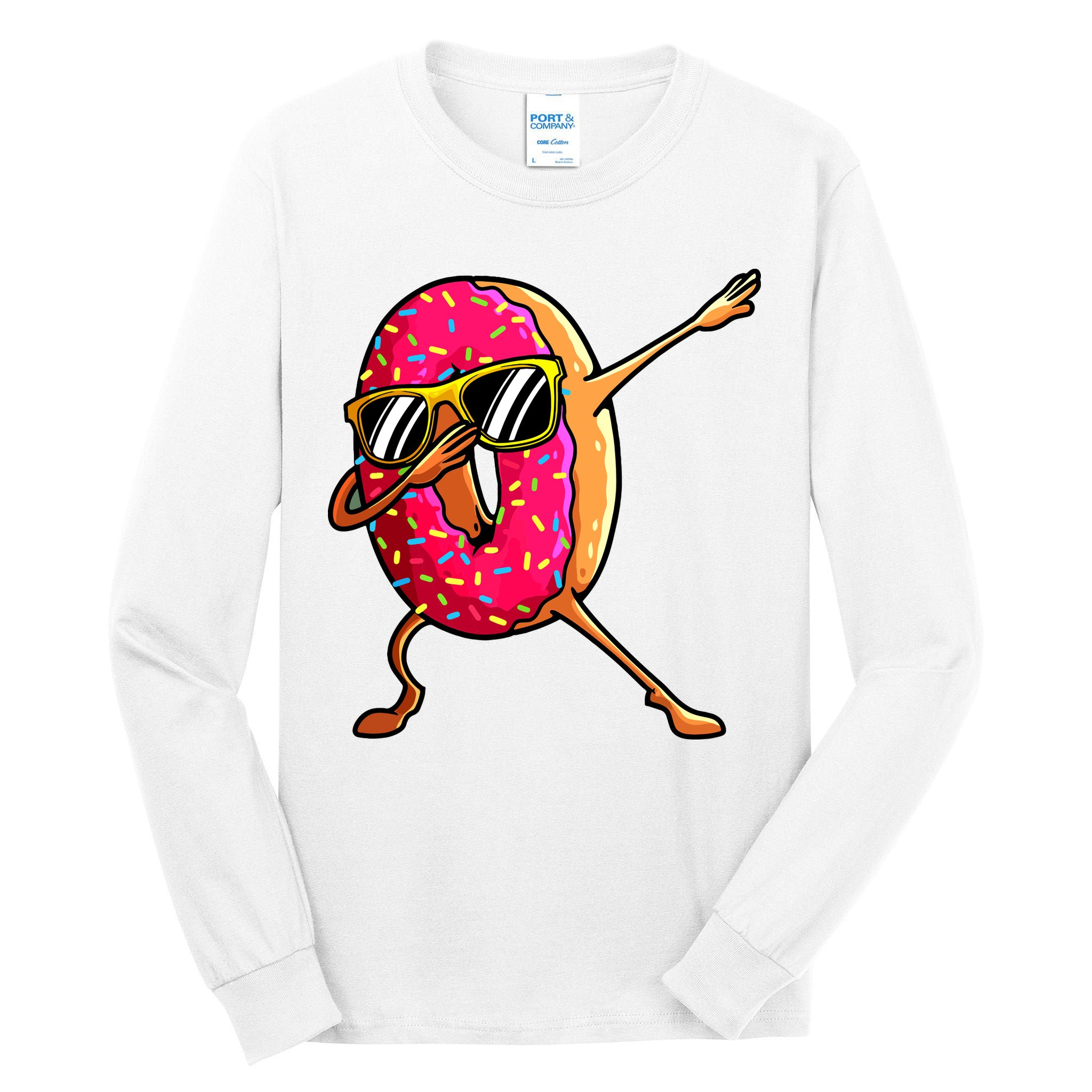 Funny Donut Designs For Boy Girl Hiphop Dabbing Donut Tall Long Sleeve T-Shirt