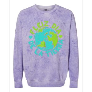 Feliz Dia De La Tierra Happy Earth Day Spanish Colorblast Crewneck Sweatshirt