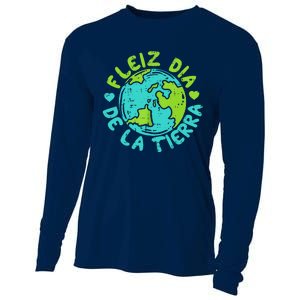 Feliz Dia De La Tierra Happy Earth Day Spanish Cooling Performance Long Sleeve Crew