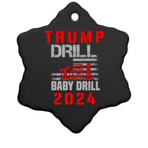 Funny Drill Drill Trump 2024 Funny Gift Ceramic Star Ornament