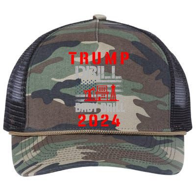 Funny Drill Drill Trump 2024 Funny Gift Retro Rope Trucker Hat Cap