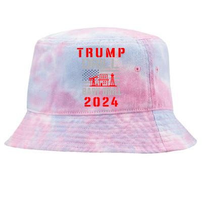 Funny Drill Drill Trump 2024 Funny Gift Tie-Dyed Bucket Hat