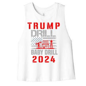 Funny Drill Drill Trump 2024 Funny Gift Women's Racerback Cropped Tank