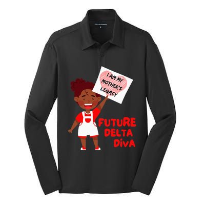 Future Delta Diva Black Sorority 1913 Silk Touch Performance Long Sleeve Polo