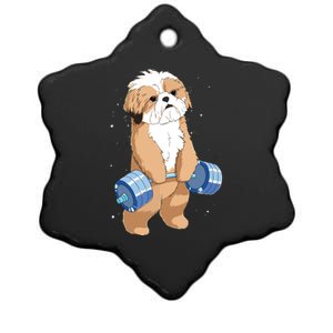 Funny Dog Deadlift Shih Tzu Ceramic Star Ornament