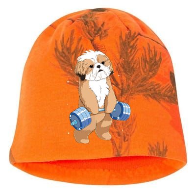 Funny Dog Deadlift Shih Tzu Kati - Camo Knit Beanie