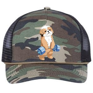 Funny Dog Deadlift Shih Tzu Retro Rope Trucker Hat Cap