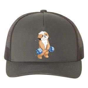 Funny Dog Deadlift Shih Tzu Yupoong Adult 5-Panel Trucker Hat