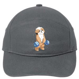 Funny Dog Deadlift Shih Tzu 7-Panel Snapback Hat