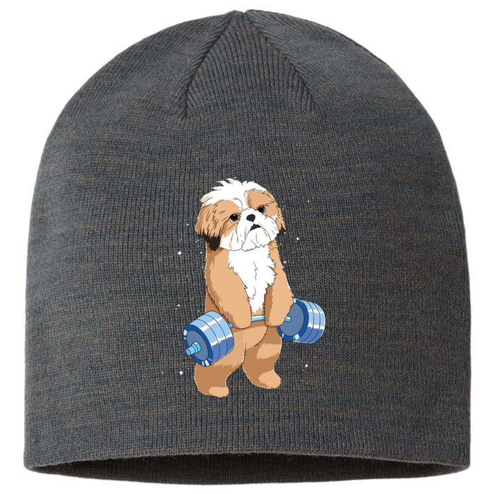 Funny Dog Deadlift Shih Tzu Sustainable Beanie