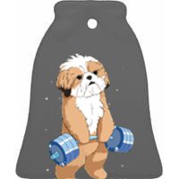 Funny Dog Deadlift Shih Tzu Ceramic Bell Ornament