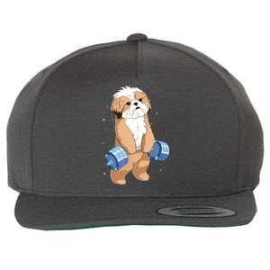 Funny Dog Deadlift Shih Tzu Wool Snapback Cap