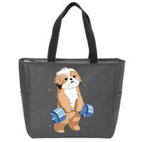 Funny Dog Deadlift Shih Tzu Zip Tote Bag