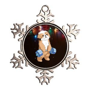 Funny Dog Deadlift Shih Tzu Metallic Star Ornament