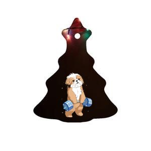 Funny Dog Deadlift Shih Tzu Ceramic Tree Ornament