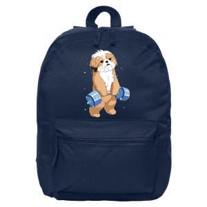 Funny Dog Deadlift Shih Tzu 16 in Basic Backpack