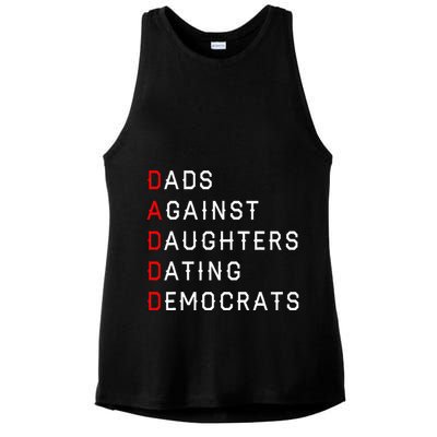 Funny Daddd Dads Against Daughters Dating Democrats Ladies PosiCharge Tri-Blend Wicking Tank
