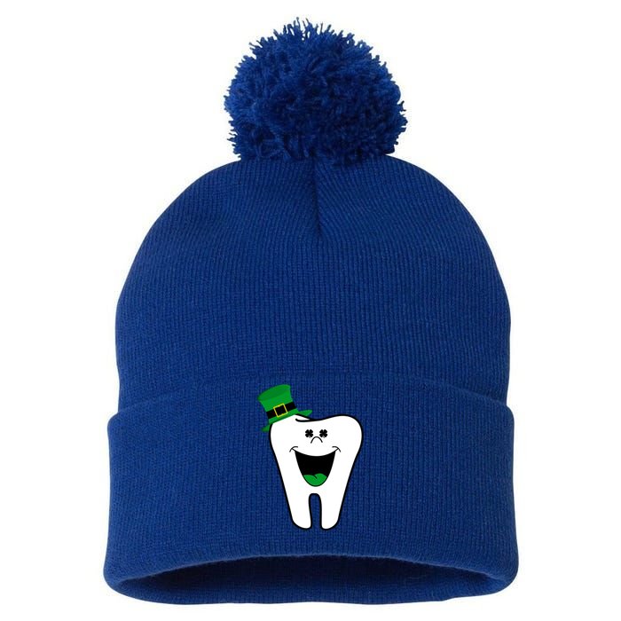 Funny Dentist Dental Tooth Shamrock St Patrick Day Gift Pom Pom 12in Knit Beanie