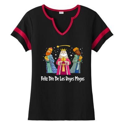 Feliz Dia De Reyes Day Wise Three Kings Tee Happy Epiphany Ladies Halftime Notch Neck Tee