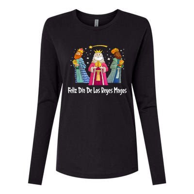 Feliz Dia De Reyes Day Wise Three Kings Tee Happy Epiphany Womens Cotton Relaxed Long Sleeve T-Shirt