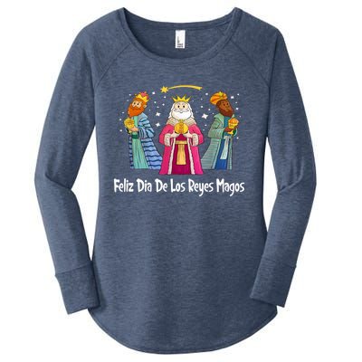 Feliz Dia De Reyes Day Wise Three Kings Tee Happy Epiphany Women's Perfect Tri Tunic Long Sleeve Shirt