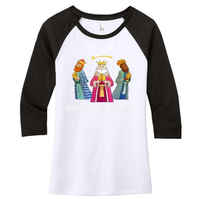 Feliz Dia De Reyes Day Wise Three Kings Tee Happy Epiphany Women's Tri-Blend 3/4-Sleeve Raglan Shirt