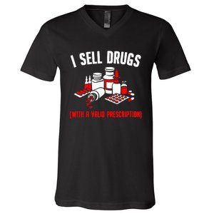 Funny Drug Design Pharmacist Wo Pharmacy Technician V-Neck T-Shirt