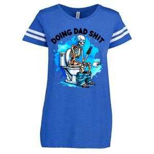 Funny Doing Dad Shit Skeleton Toilet Gift For Dad Enza Ladies Jersey Football T-Shirt